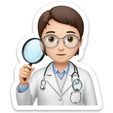 medica de jaleco com uma lupa sticker