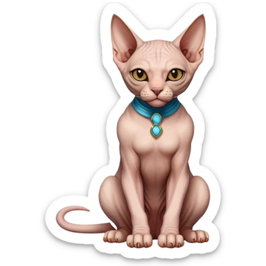 Sphynx cat full body sitting with a mask sticker