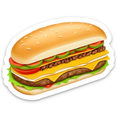 Xi'an Roujiamo Chinese hamburger with meat filling in flatbread, simplified emoji style with bold outlines and bright colors, cartoon style Shaanxi breakfast sandwich sticker