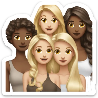 5 girlfriends, 4 brunettes and 1 blonde sticker