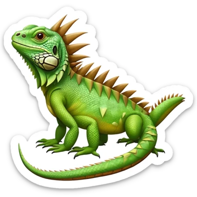 A green iguana with scales, spikes on its back, and a long tail sticker