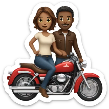 Couple on motorcycle brown hair sticker