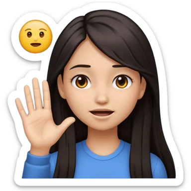 Animated girl dark long hair emoji tapping right side of the head with her hand with duh facial expression  sticker