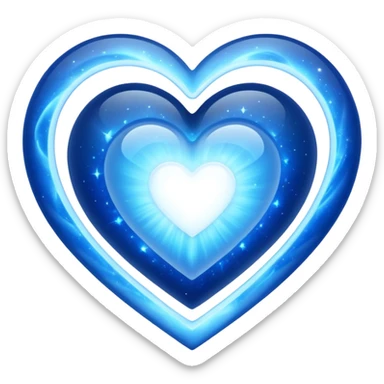 White Blue cosmic heart surrounded by blue light  sticker
