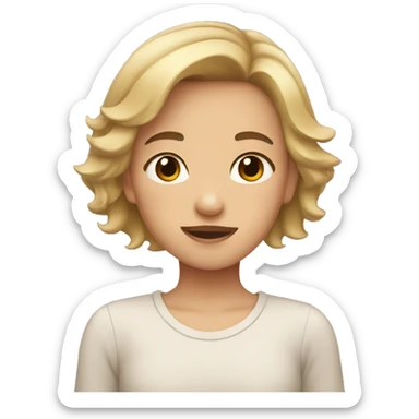 girl with brown short hair that fades into blond heart hands sticker