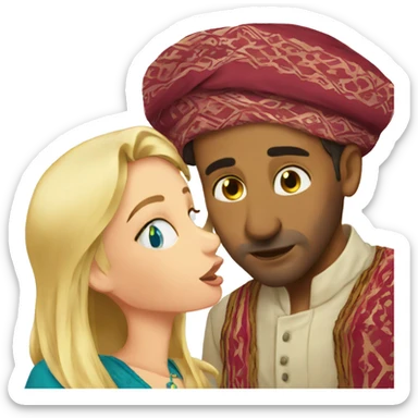 Moroccan man kisses a blonde girl sticker