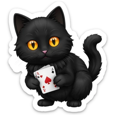 black cat shuffling cards sticker