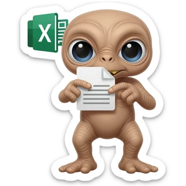 E.T. The Extra-Terrestrial from the movie eating an Excel file icon sticker