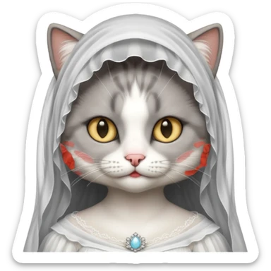 gray cat bride  sticker