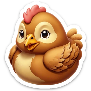 Meme-Worthy Cute Sleeping Brown Chicken Portrait Emoji, Head resting peacefully with a contented smile, showcasing a delightfully compact build and a luxuriously soft brown plumage, eyes shut in a serene, restful nap, Simplified yet hilariously adorable features, highly detailed, glowing with a soft, drowsy light, high shine, relaxed and utterly lovable, stylized with an air of playful laziness, bright and heartwarming, soft glowing outline, capturing the essence of a comically sleepy chicken, so meme-worthy it feels like it could instantly become the next viral sensation of adorable slumber! sticker