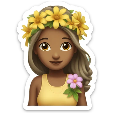 cute paddle boarding girl, with flower in her hair sticker
