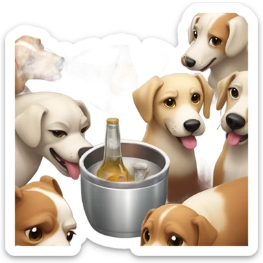 A bunch of dogs drinking alcohol  sticker