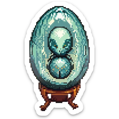 cranial, eye, MRI, SCAN, egg, embryonic, inside of glass egg, alien, eerie, otherworldly, crystal egg, tiny embryo. fetoid shape sticker