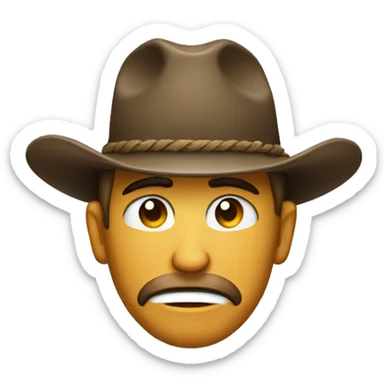 A crying man with a coyboy hat sticker