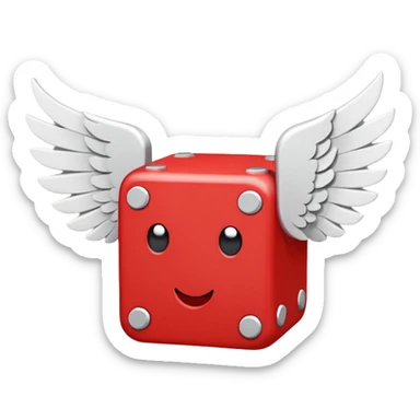 red being the block itself while the white parts are the question marks which are used in all of the lucky blocks, corners, and face. It has 2 white wings on each side like the other Lucky Blocks. It is doing  emoticon: the :3 face. sticker