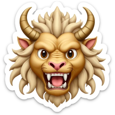 brainrot beast inspired by Italian and Indonesian motifs, exaggerated energetic features, touch of royal flair sticker