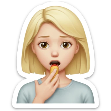 blonde girl looking agonized choking herself sticker