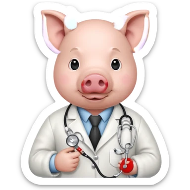 Pig in white coat holding stethoscope.













 sticker