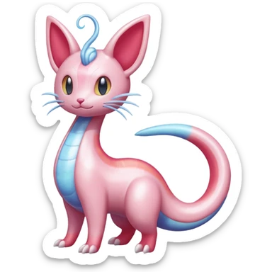 Shiny Pastel Translucent Sparkly Skitty-Milotic-Lumineon-Dragonair-Fakémon-hybrid-creature (full body)  sticker
