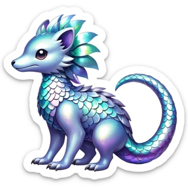 Shiny epic glittery iridescent silvery animal-fakemon-creature sticker