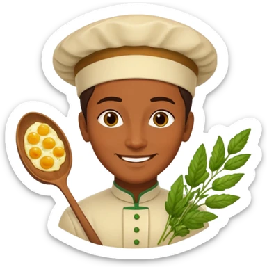 Georgian cuisine avatar in bright emoji-style illustration. Khachapuri and herbs, rich golden and green colors, simple shapes, flat design, strong character. sticker