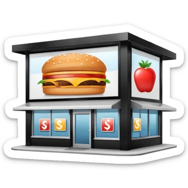Self-service restaurants building with bilboard sticker