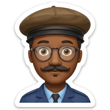 A black man with a mustache, wearing glasses, and a beret tilted to the right. sticker