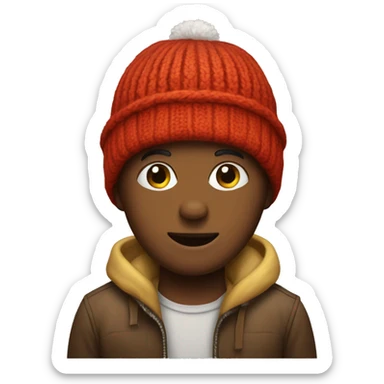 An emoji wearing a sled-shaped beanie. sticker