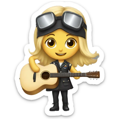 blonde girl with pilot goggles playing guitar sticker