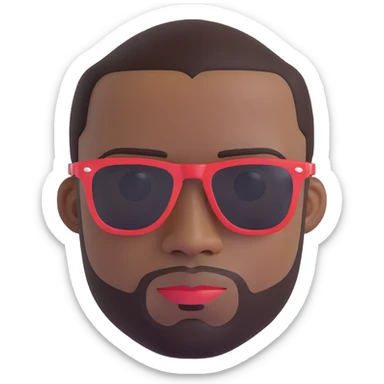 portrait of a black man wearing sunglasses, neutral expression, simple background, clear focus on the face sticker