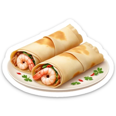 Bánh Xèo Cinematic Realistic Bánh Xèo Dish Emoji, depicted as a crispy, folded crepe filled with shrimp and pork, rendered with dynamic textures and vibrant, appetizing lighting. sticker