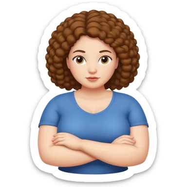 Curvy fair skin woman with natural hair arms folded.  sticker