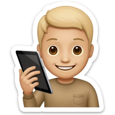 emoji holding and drawing on tablet sticker