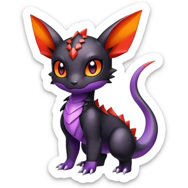 Cute Shiny Chibi Baby Innocent Ethereal Guilmon-Salandit-Umbreon-Fakémon-hybrid-creature (full body)  sticker
