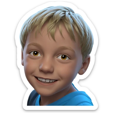 smiling boy by the blinds sticker