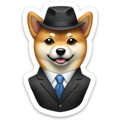 shiba inu wearing suit sticker