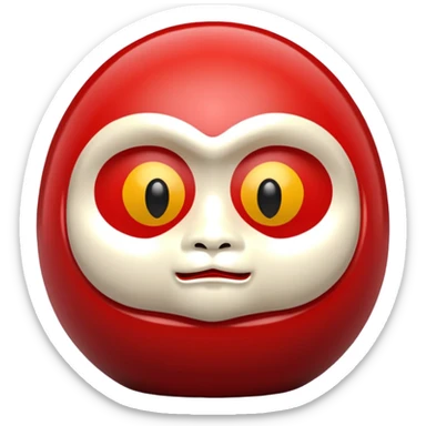 daruma doll, Round body, smooth glossy surface, red primary color with gold details. sticker