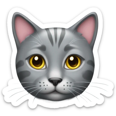 Gray cat with hearts  sticker