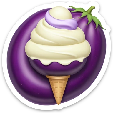 An eggplant with white ice cream on it sticker