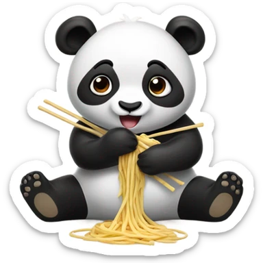 Panda eating noodles sticker