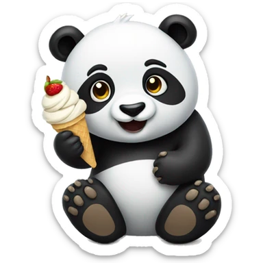 Panda eating ice cream sticker