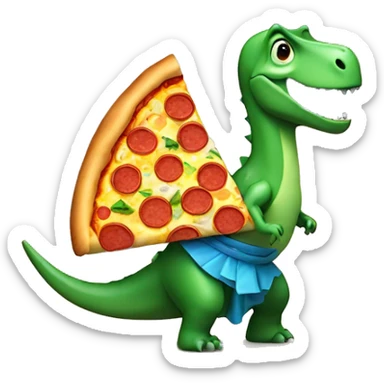 Dino in a hula skirt on a piece of pizza  sticker