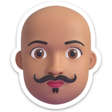 Oxumarê as a 37-year-old bald Black man with smooth oval head, indigenous facial features, mustache with goatee (no hair on sides of face), contour from chin to lips, and a beauty mark on left side below lip, Memoji style sticker