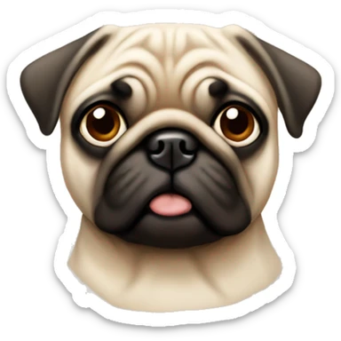 A Beige Pug with brown eyes sticker