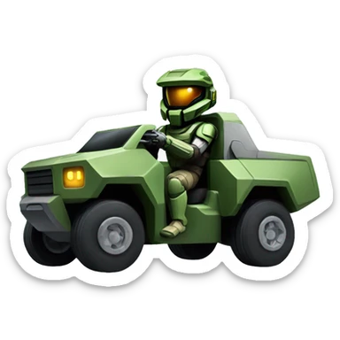Master chief driving a cyber truck  sticker