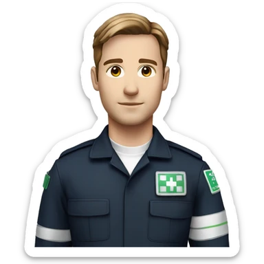 Male paramedic, uk ambulance service uniform, brown hair, light tanned skin sticker