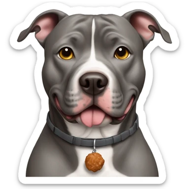  gray pitbull with meatballs on collar sticker