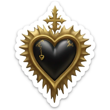 gothic black and gold holy heart sticker