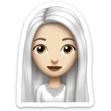 pale girl with long black hair luxury bling sticker