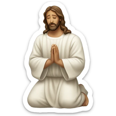 jesus kneeling praying sticker